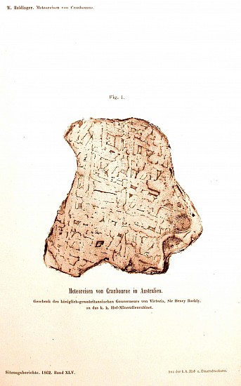 Mineralien, Das Meteoreisen von Cranbourne in Australien.
1862