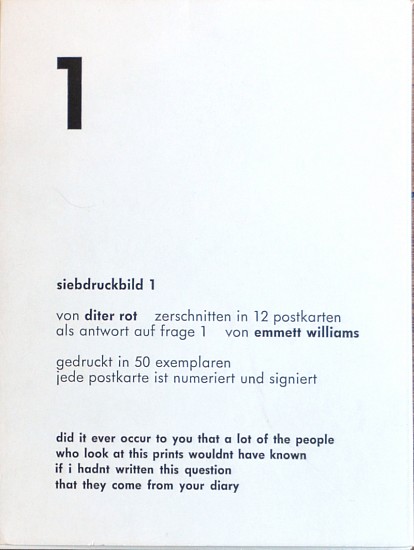 Dieter Roth Postcards, siebdruckbild 1
1967
