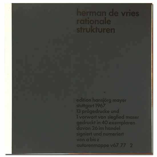 Herman DeVries, Rationale Strukturen
1967